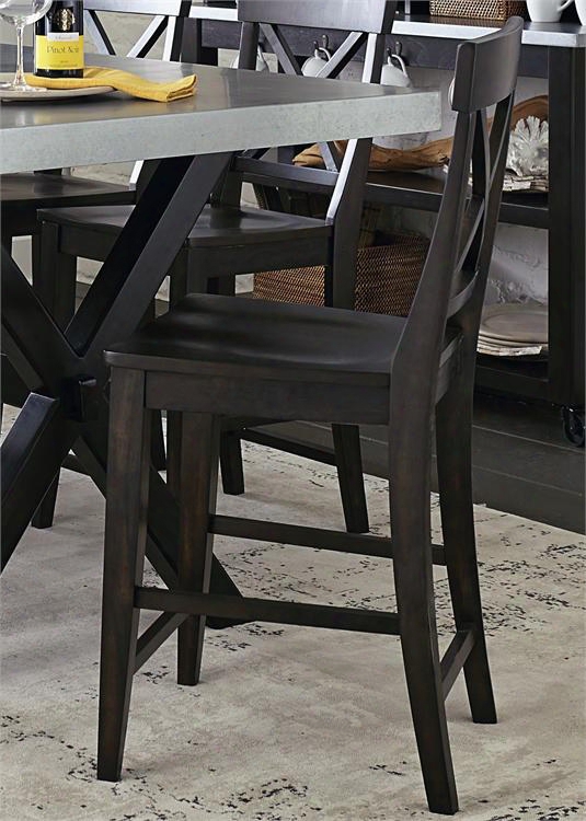 Keaton Ii Collection 219-b300024 24" Counter Chair With X Back Saddle Shaped Seat And Stretchers In Charcoal