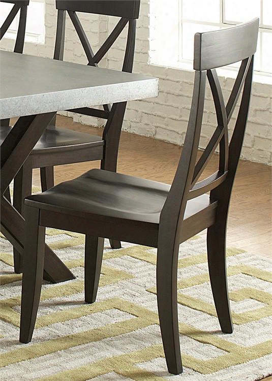 Keaton Ii Collection 219-c3000s 39" Side Chair With X Back Design Tapered Legs And Saddle Shaped Seat In Charcoal