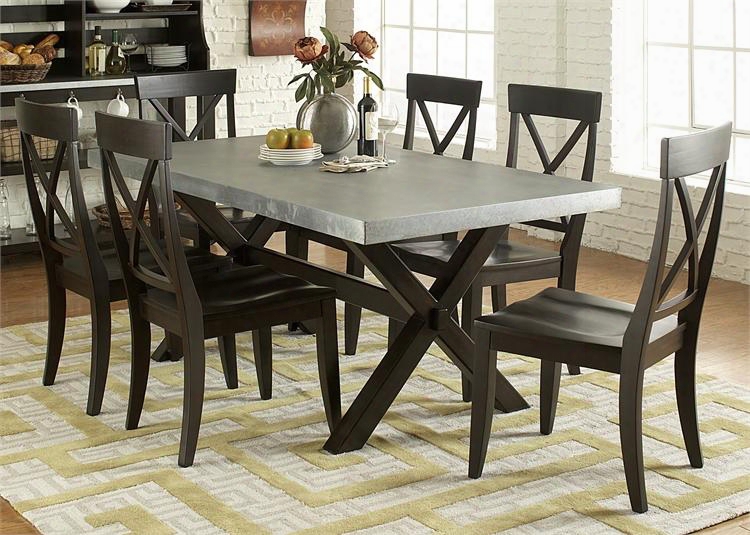 Keaton Ii Collection 219-cd-7trs 7-piece Dining Room Set With Dining Table And 6 Side Chairs In Charcoal