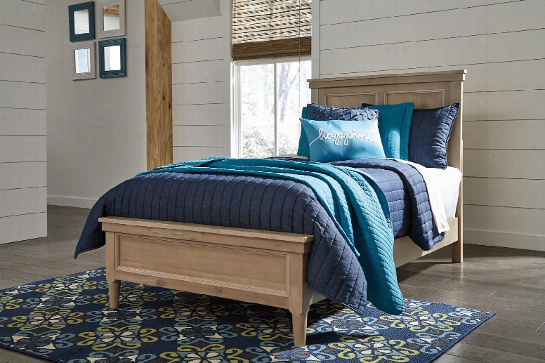 Klasholm Collection B512-53-52-83 Twin Size Panel Bed With Decorative Molding Details Clean Line Design Tapered Legs Acacia Veneer And Hardwood Solid