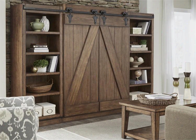 Lancaster Ii Collection 712-entw-ecp 4-piece Entertainment Center With 55" Tv Stand Left Pier Right Pier And Bridge In Antique Brown