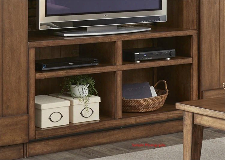 Lancaster Ii Collection 712-tv55 55" Tv Stand With Planked Design Wire Management And Open Shelves In Antique Brown