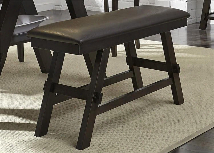 Lawson Collection 116-b900124 48" Counter Bench With Nylon Glides Stretchers And Chocolate Pvc Upholstery In Light & Dark Expresso