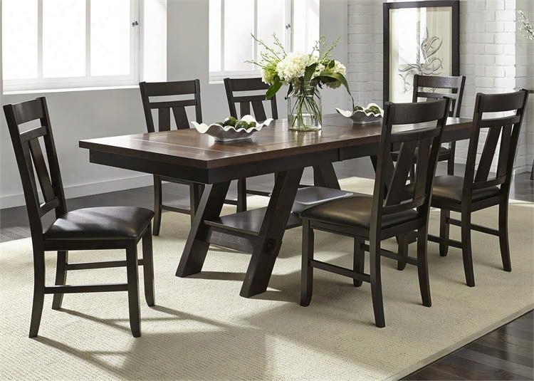 Lawson Collection 116-cd-7rls 7-piece Bedroom Set With Recangular Dining Table And 6 Side Chairs In Light & Dark Expresso