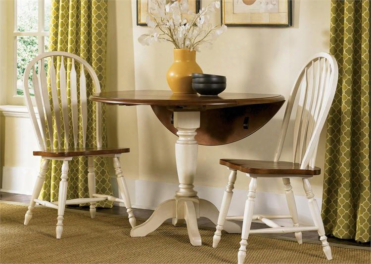 Low Country Collection 79-cd-3dls 3-piece Dining Room Set With Drop Leaf Table And 2 Windsor Back Side Chairs In Linen Sand With Suntan Bronze