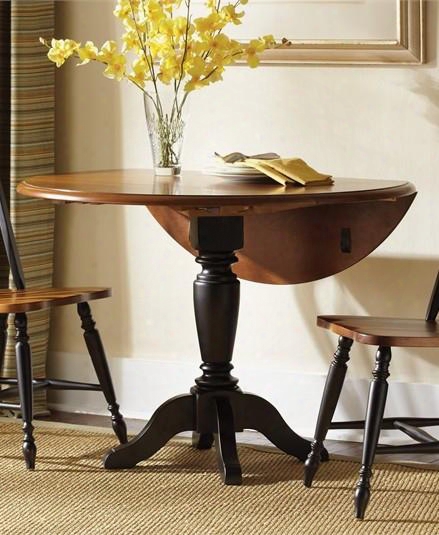 Low Country Collection 80-cd-dls 20" - 42" Drop Leaf Table With Two 11" Drop Leaves Turned Pedestal Base And Two Tone Finish In Anchor Black Finish With