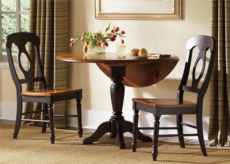 Low Country Collection 80-cd-o3dl S3-piece Dining Room Set With Drop Leaf Table And 2 Napoleon Back Side Chairs In Anchor Black Finish With Suntan