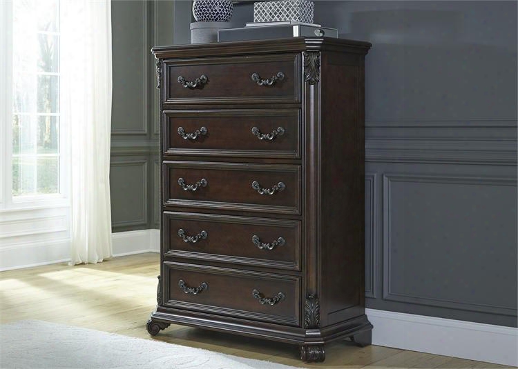Messina Estates Collection 737-br41 40" Chest With 5 Drawers English Dovetail Construction Antique Brass Bail Hardware And Full Extension Glides In Cognca