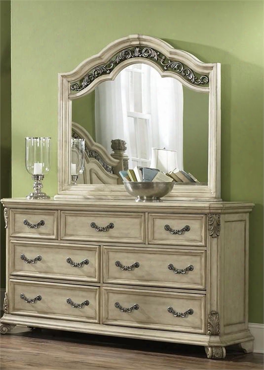 Messina Estates Ii Collection 837-br-dm 2-piece Bedroom Set With Dressre And Mirror In Antique Ivory