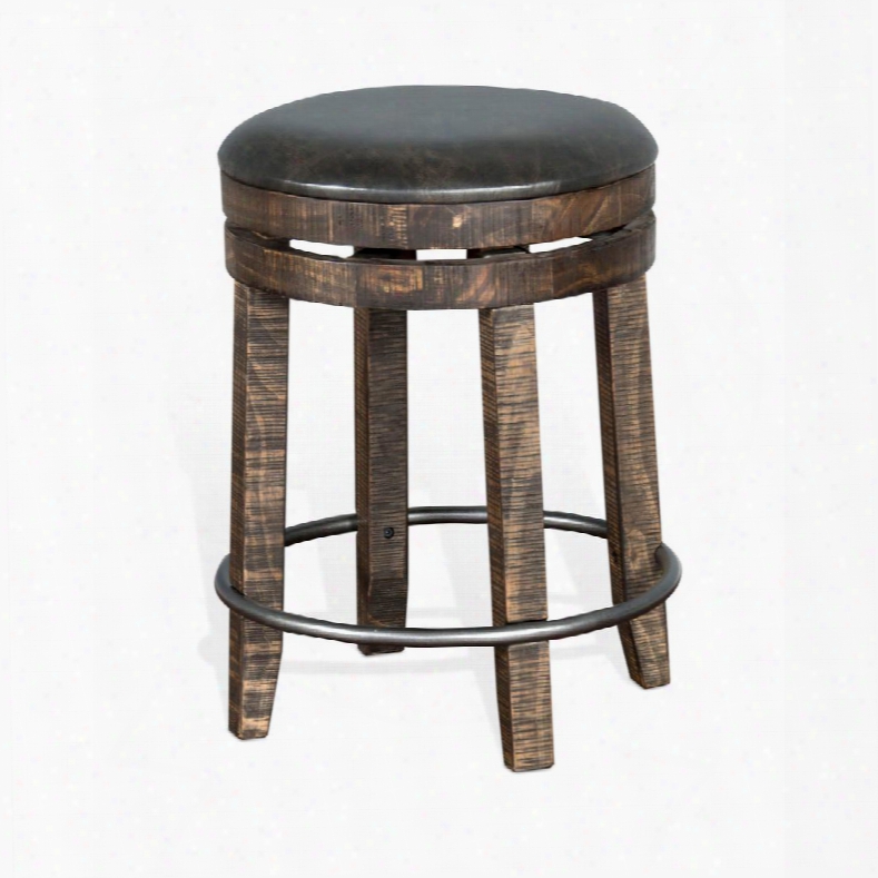 Metroflex Collection 1624tl-24 24" Backless Stool With Swivel Base Rough Sawn Details And New Zealand Pine Construction In Tobacco Leaf