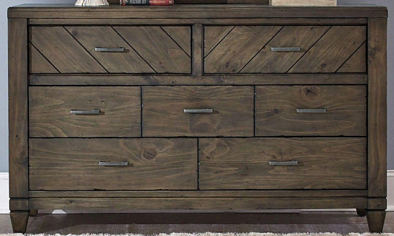 Recent Country Collection 833-br31 64" Dresser With 7 Drawers English Dovetail Construction And Full Extension Glides In Har Vest Brown