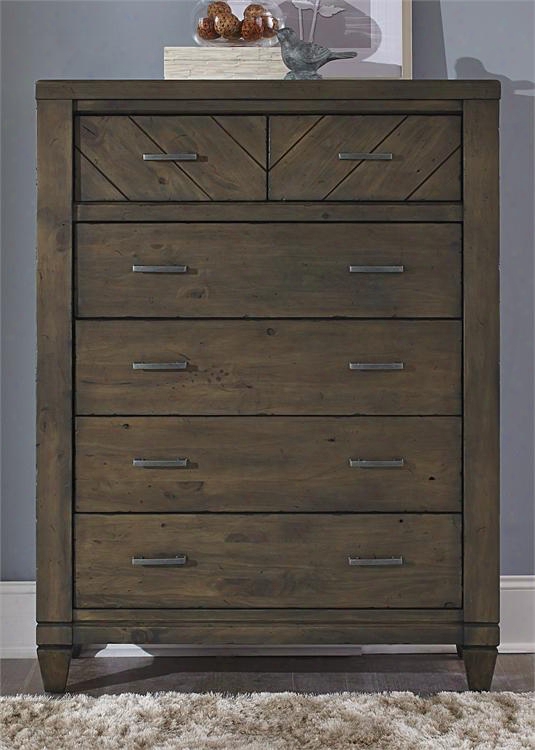 Modern Country Collection 833-br41 42" Chest With 6 Drawers English Dovetail Construction And Full Extension Glides In Harvest Brown