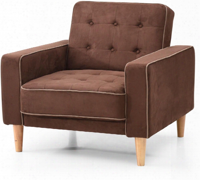 Navi Collection 43" Sleeper Seat Of Justice With Tapered Wood Legs Track Arms Button Tufted Cushions Heavy Duty Springs And Micro Suede Upholstery In Chocolate