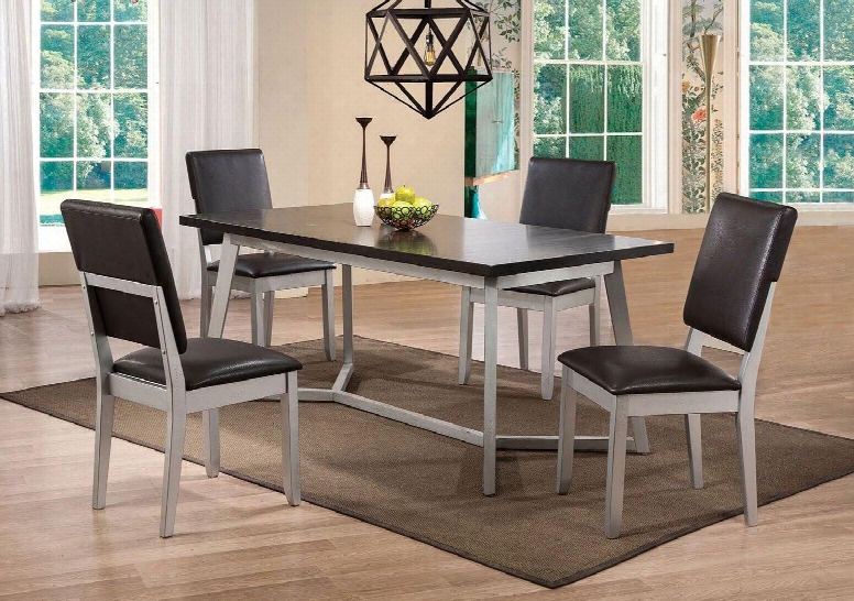 Norton Collectio 714255 5 Pc Dining Room Set With Dining Table + 4 Side Chairs In Espresso And Distressed Silver