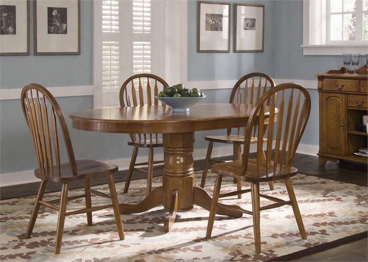 Nostalgia Collection 10-cd-ots 42" - 60" Oval Dining Table With 18" Extension Leaf Pedestal Base And Apron In Medium Oak