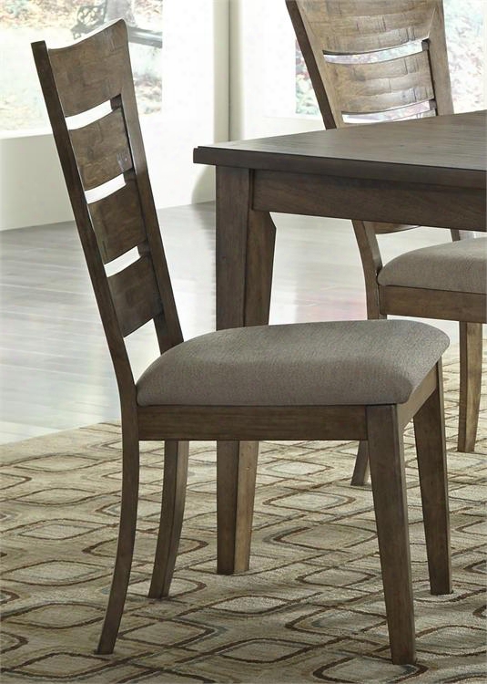 Pebbl Creek I Collection 376-c2001s 39" Side Chair With Nubby Linen Upholstery Ladder Back And Nylon Chair Glides In Weathered Butterscotch