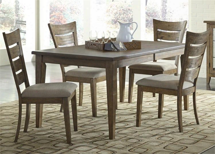 Pebble Creek I Collection 376-cd-5rls 5-piece Dining Room Set With Rectangular Dining Table And 4 Side Chairs In Weathered Butterscotch