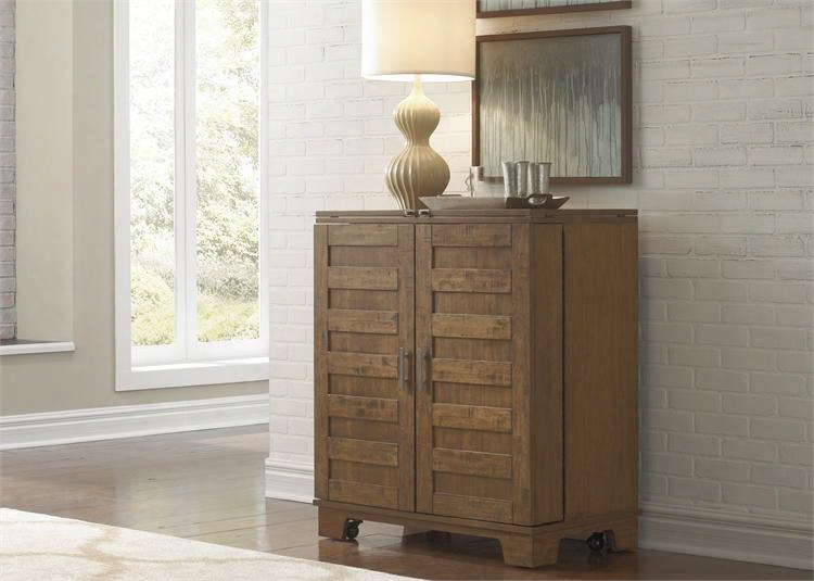 Pebble Creek I Collection 376-wc3742 37" Wine Cabinet With Satin Nickel Bar Pull Hardware Fully Stained Interior Drawers And Hand Chattered Finish In