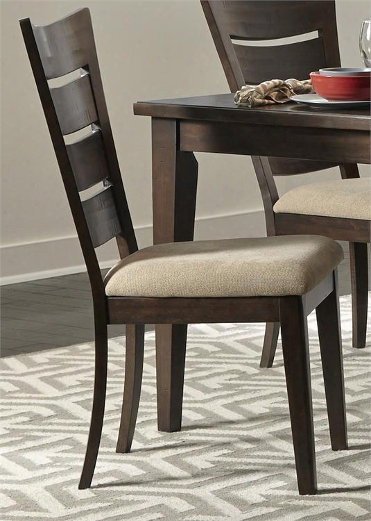 Pebble Creek Ii Collection 476-c2001s 39" Side Chair With Nubby Linen Upholstery Ladder Back And Nylon Chair Glides In Weathered Tobacco