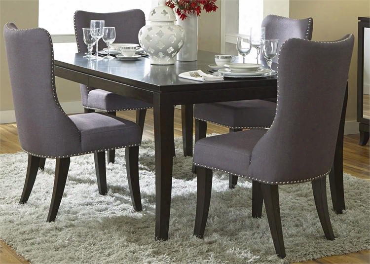 Platinum Collection 861-dr-5rls 5-piece Dining Room Set With Dining Table And 4 Grey Side Chairs In Satin Espresso