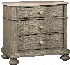 Marleny Collection B644-93 29" Nightstand with 3 Drawers Round Wooden Knobs Felt-Lined Top Drawer Short Bun Feet Contrasting Light Rubbed Top Pine Solids