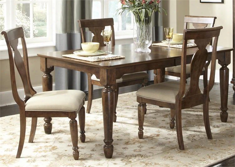 Rustic Tradition Collection 589-dr-5rls 5-piece Dining Room Set With Rectangular Dining Table And 4 Side Chairs In Rustic Cherry