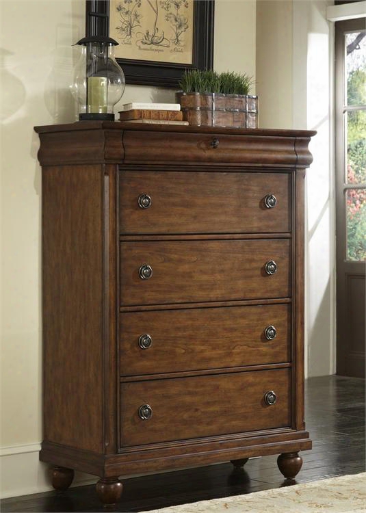 Rustic Traditions Colelction 589-br41 40" Chest With 5 Drawers Chamfered Pilasters And French & English Dovetail Construction In Rustc Cherry