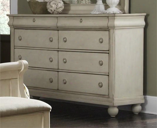 Rustic Traditions Ii Collection 689-br31 64" Dresser With 8 Drawers Chamfered Pilasters And French & English Dovetail Construction In Rustic White