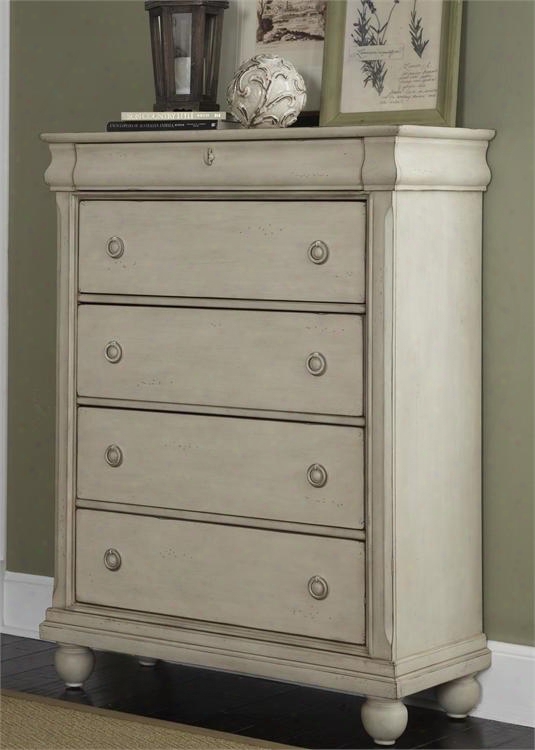 Rustic Traditions Ii Collection 689-br41 40" Chest With 5 Drawers Chamfered Pilasters Nad French & English Dovetail Interpretation In Rustic White
