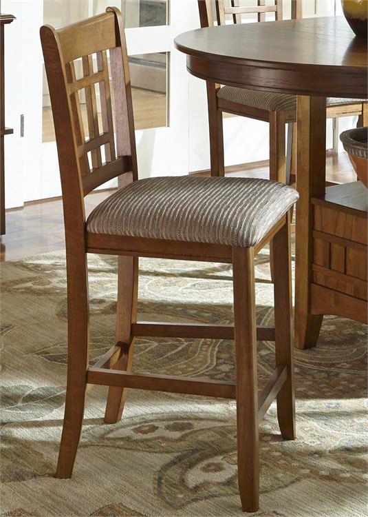 Santa Rosa Pub Collection 25-bs8630 30 " Mission Barstool With Nylon Chair Glides Stretchers And Padded Upholstered Seat In Mission Oak