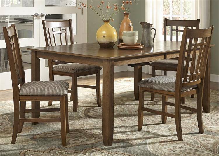 Santa Rosa Pub Collection 25-cd-5rls 5-piece Dining Room Set Wih Rectangular Dining Table And 4 Mission Side Chairs In Mission Oak