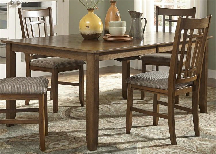 Santa Rosa Pub Collection 25-t4282 70" - 82" Rectangular Dining Table With 12" Extension Leaf Tapered Legs And Apron In Mission Oak