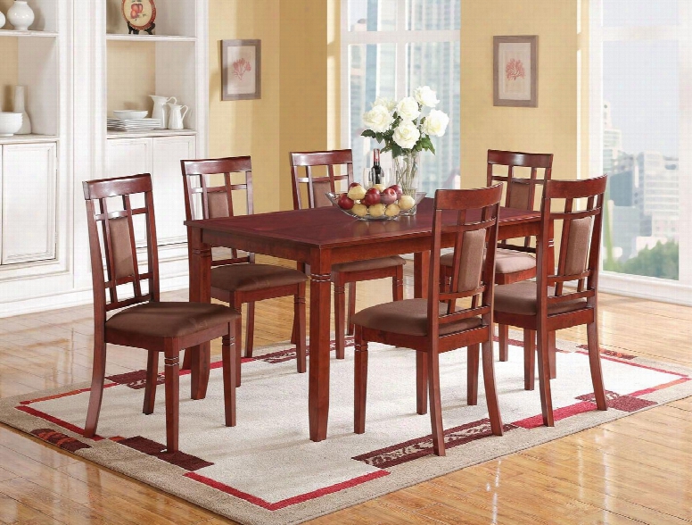 Sonata Collection 71160set 7 Pc Dining Room Set With Dining Table + 6 Side Chairs In Cherry