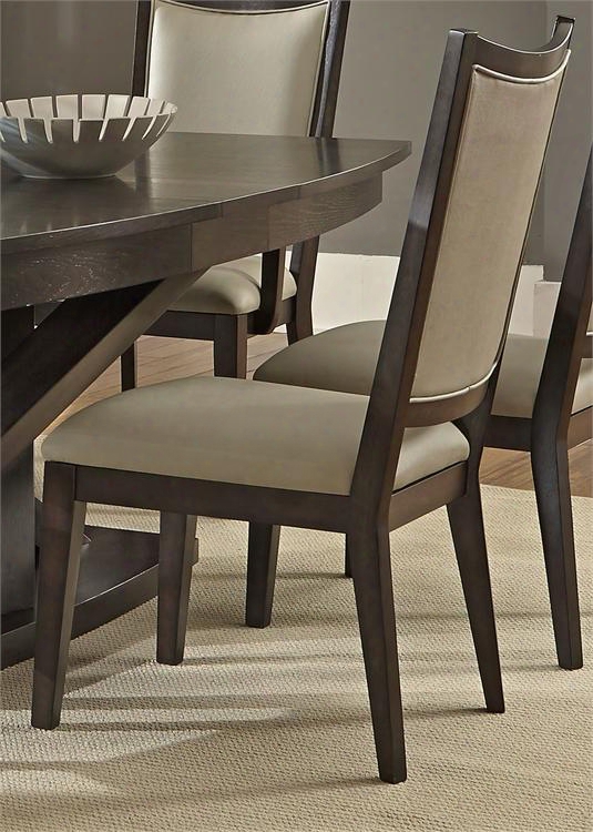 Southpark Collection 623-c6501s 42" Side Chair With Taupe Pu Upholstery Tapered Legs And Nylon Chair Glides In Cappuccino