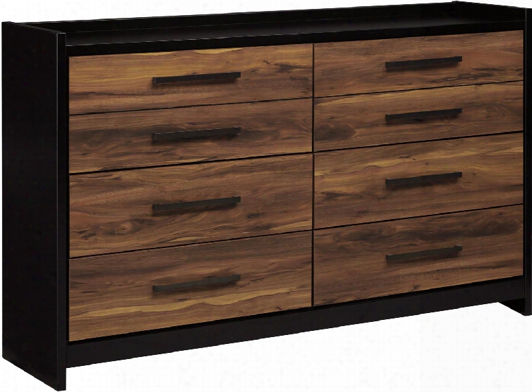 Stavani Collection B457-31 62" Dresser With 6 Drawers Sleek Metal Bar Pulls Side Roller Glides And Two-tone Finish In Black And