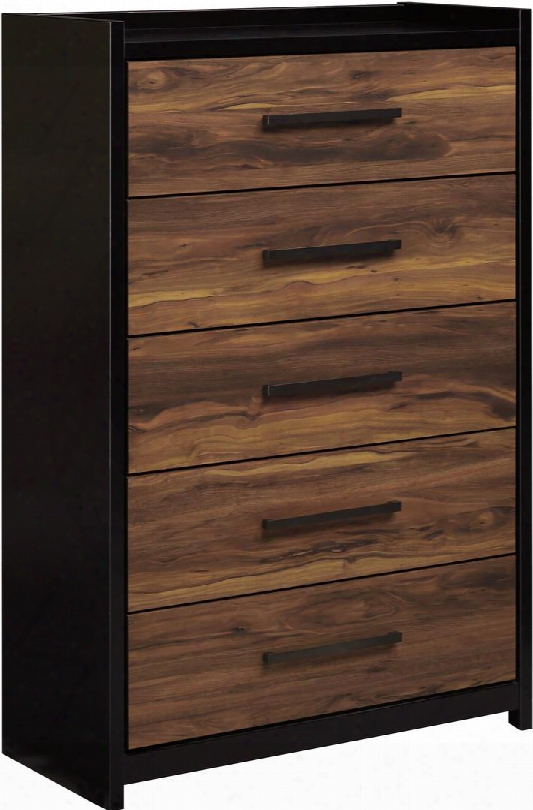 Stavani Collection B457-46 32" Chest With 5 Drawers Sleek Metal Bar Pulls Side Roller Glides And Two-tone Finish In Black And