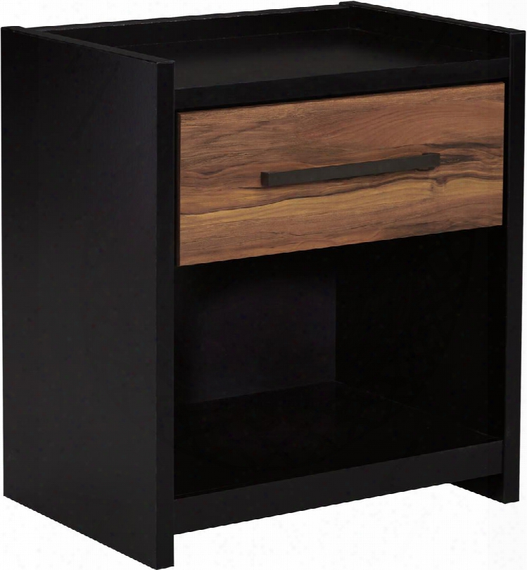 Stavani Collection B457-91 21" Nightstand With 1 Drawer Open Bottom Storage Sleek Metal Bar Pull Side Roller Glides And Two-tone Finish In Black And