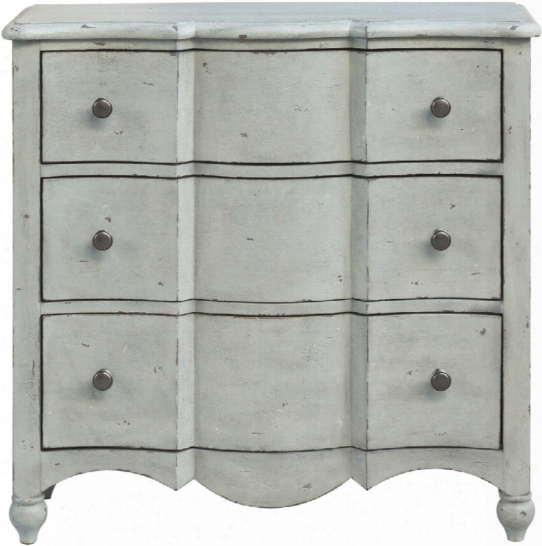 Stefan P020202 Distressed Drawer Chest With Three Drawers Wood Drawer Guides And Shaped Front In