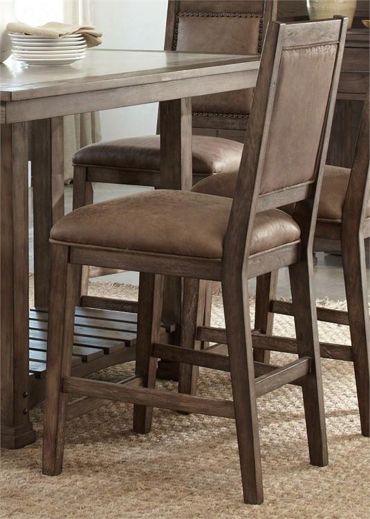Stone Brook Collection 466-b650124 24" Counter Chair With Saddle Pu Upholstery Stretcher And Tapered Legs In Rustic Saddle