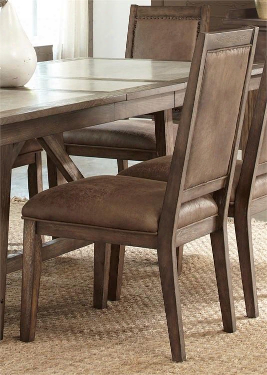 Stone Brook Collection 466-c6501s 40" Side Chair With Saddle Pu Upholstery And Tapered Legs In Rustic Saddle