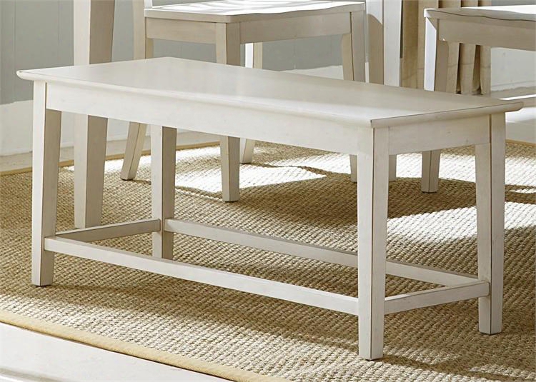 Summer Hills Collection 518-c9000b 44" Bench With Tapered Legs Apron And Stretcher In Rubbed Linen White