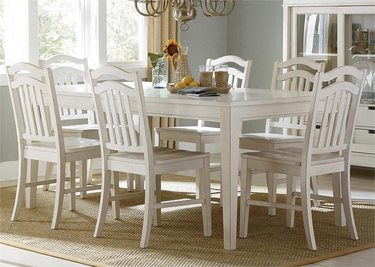 Summer Hills Collection 518-cd-7rls 7-piece Dining Room Set With Rectangular Dining Tableand 6 Side Chairs In Rubbed Linen White