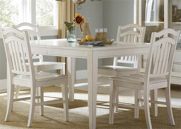 Summer Hills Collection 518-t4072 54" - 72" Rectangular Dining Table With Tapered Legs Ap Ron And 18" Butterfly Leaf In Rubbed Linen White