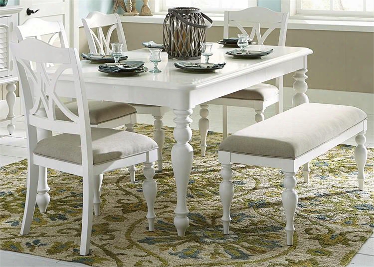 Summer Ho Use Collection 607-cd-6rts 6-piece Dining Room Set With Rectangular Dining Table Bench And 4 Side Chairs In Oyster White