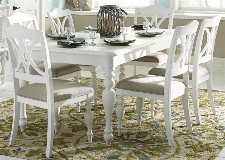 Summer House Collection 607-cd-7rls 7-piece Dining Room Set With Rectangular Dining Table And 6 Side Chairs In Oyster White