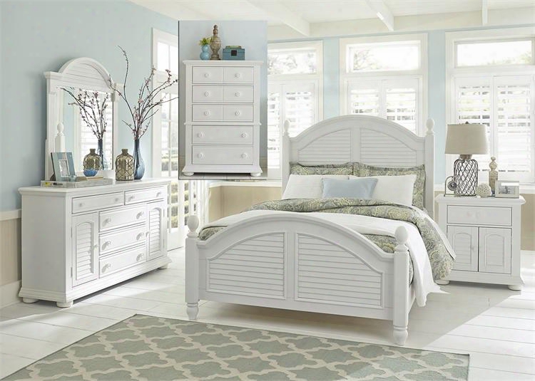 Summer House I Collection 607-br-kpsdmcn 5-piece Bedroom Set With King Poster Bed Dresser Mirror Chest And Night Stand In Oyster White