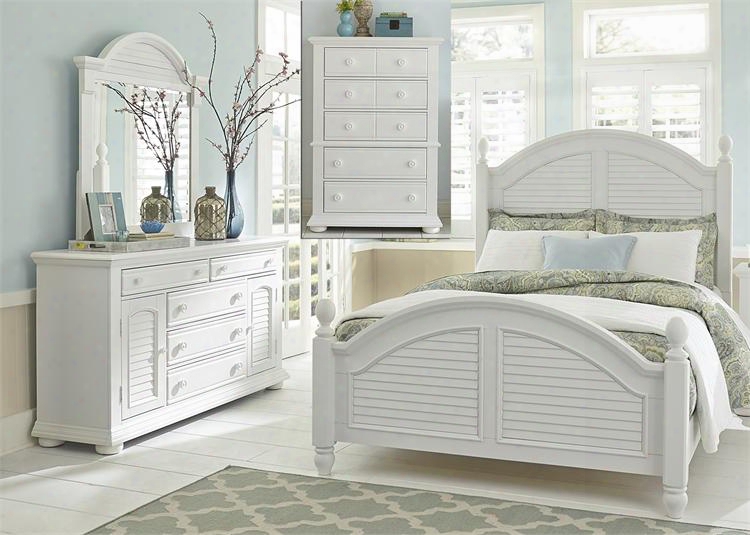 Summer House I Collection 607-br-qpsdmc 4-piece Bedroom Set With Queen Poster Bed Dresser Mirror And Chest In Oyster White