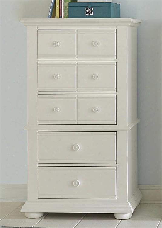 Summer House I Collection 607-br43 31" Lingerie Chest With 5 Drawers Bead Molding And Bun Feet In Oyster White