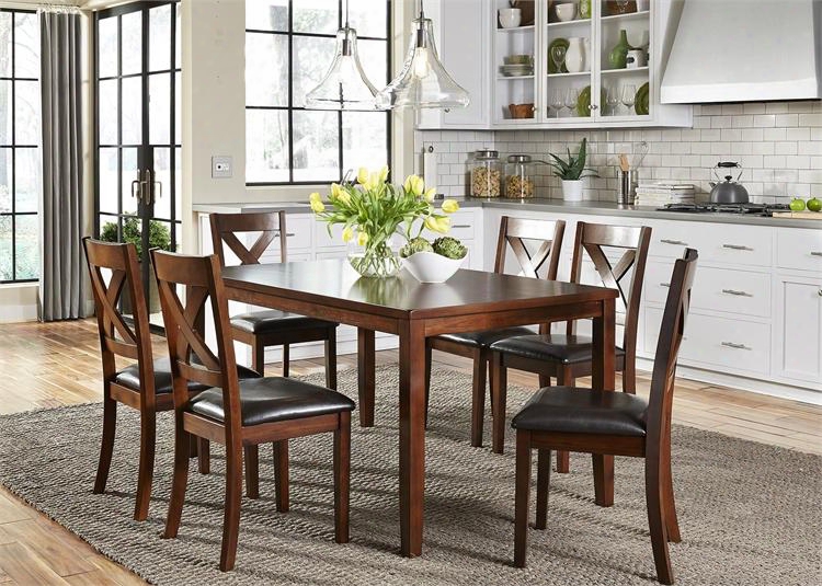 Thornton Collection 164-cd-7rls 7-piece Dining Room Set With Rectangular Table And 6 Side Chairs In Russet
