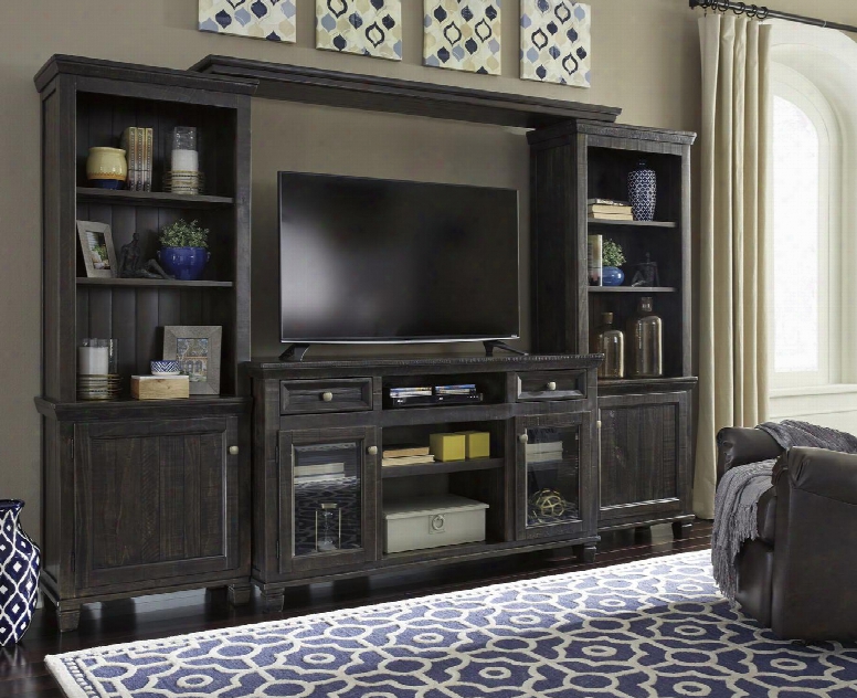 Townser Collection W636entset 4-piece Entertainment Center With Tv Stand Left Pier Right Pier And Bridge In Greyish